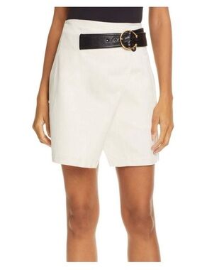 A.L.C. Cream Wrap Skort with Black Button Detail